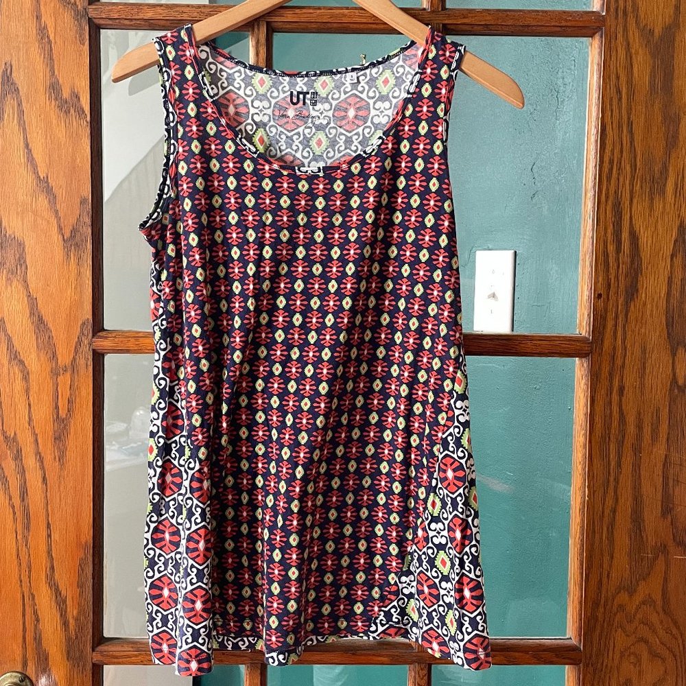 VERA BRADLEY x UNIQLO UT Patterned Tunic Tank Top, Size S, EUC